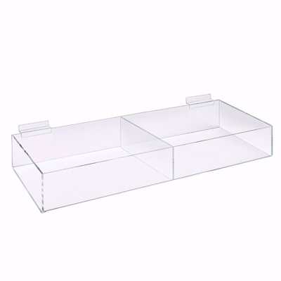 Slatwall Acrylic 2 Compartment Bin