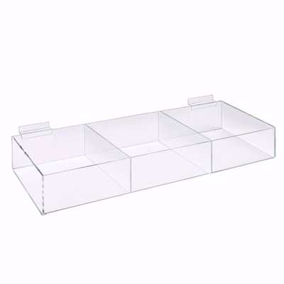 Slatwall Acrylic 3 Compartment Bin