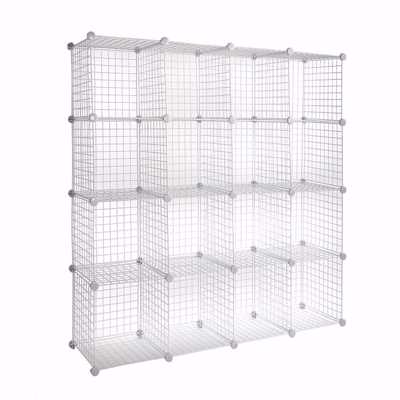 Wire Binning Cubby Unit 4x4 White