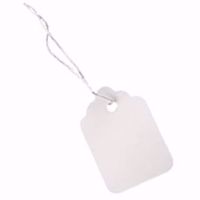 Scalloped White Tags with String 