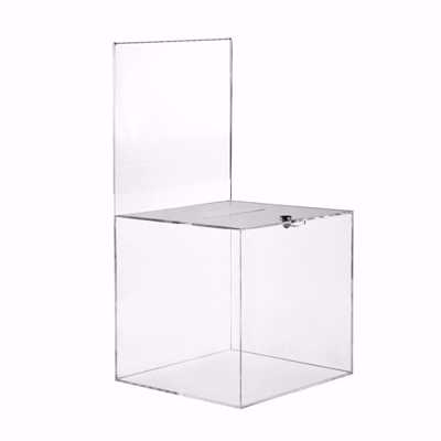 Acrylic Locking Ballot Box with Sign Holder