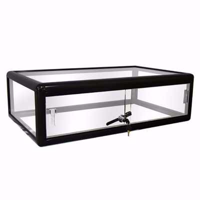 Black Gloss Aluminum Display Case with Lock 30 x 9