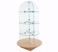 Glass Display Merchandiser - Maple Round Base