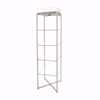 Folding Glass Merchandiser Tower with Sign Holder Brushed Chrome