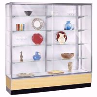 6 ft Metal Framed Wall Unit Display Case Maple