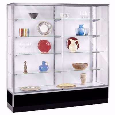 6 ft Metal Framed Wall Unit Display Case Black 